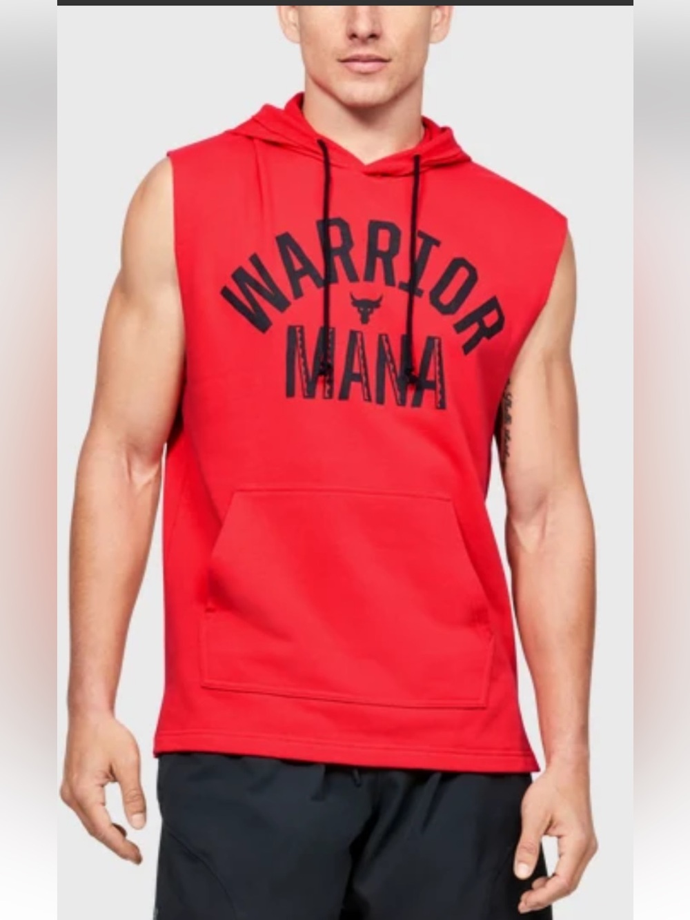Under Armour Project Rick  Red Sleeveless 'Warrior Mana' Pullover Hoodie SZ L